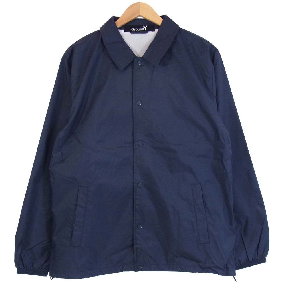 Yohji Yamamoto ヨウジヤマモト 18AW GW-J50-600 GroundY グラウンドワイ 落書きロゴ コーチ ジャケット ネイビー系 3【美品】【中古】