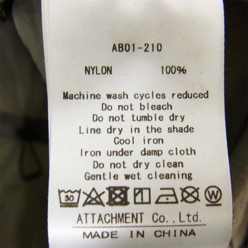 ATTACHMENT アタッチメント AB01-210 塩縮 タスランナイロン タフタ スタンドカラー ブルゾン グレー系 1【美品】【中古】