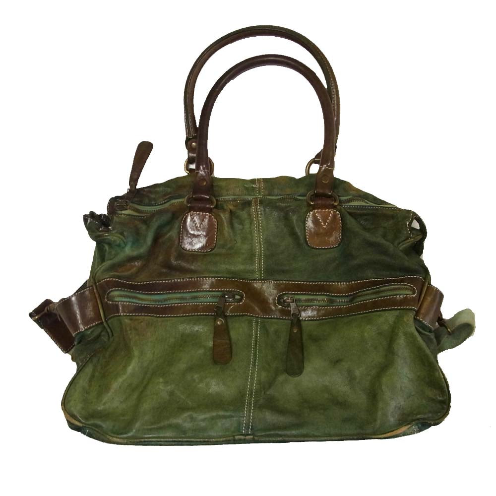GIORGIO BRATO ジョルジオブラット 2WAY レザー ボストンバッグ VERA PELLE REAL LEATHER  グリーン系【中古】