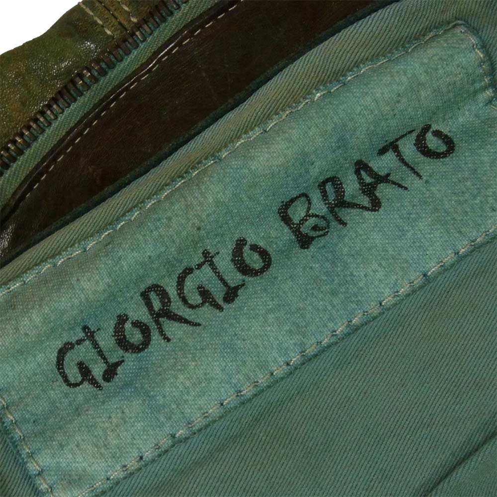 GIORGIO BRATO ジョルジオブラット 2WAY レザー ボストンバッグ VERA PELLE REAL LEATHER  グリーン系【中古】