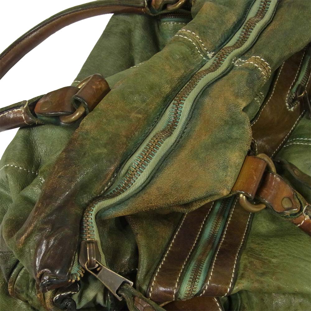 GIORGIO BRATO ジョルジオブラット 2WAY レザー ボストンバッグ VERA PELLE REAL LEATHER  グリーン系【中古】