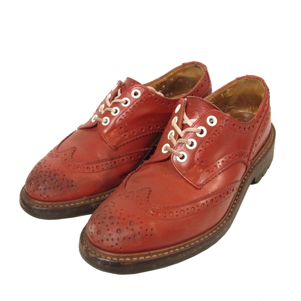 Tricker's トリッカーズ BOURTON バートン コマンドソール ウィングチップ シューズ 英国製 レッド系 6.5【中古】
