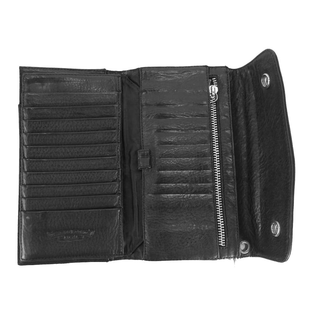 CHROME HEARTS クロムハーツ（原本無） WAVE CROSS BTN ウェーブ ウォレット ブラック系【中古】