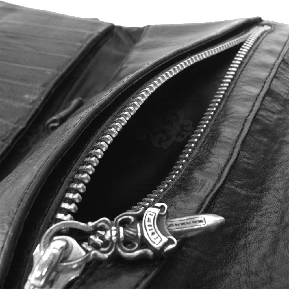 CHROME HEARTS クロムハーツ（原本無） WAVE CROSS BTN ウェーブ ウォレット ブラック系【中古】