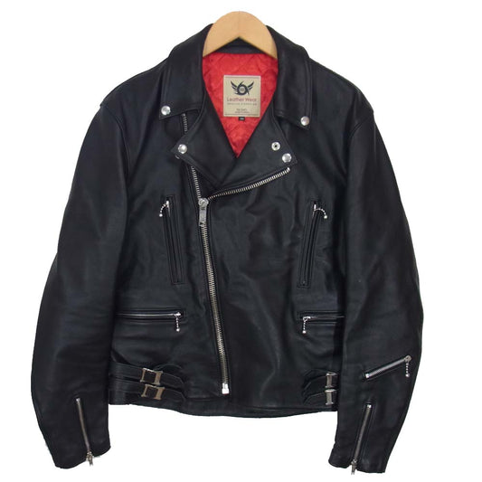 ロクロクロク 日本製 ダブルライダース レザー ジャケット ブラック系 40【中古】