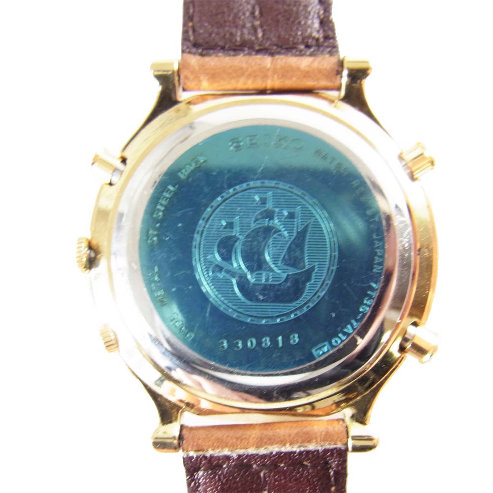 SEIKO セイコー 7T36-7A10 ムーンフェイズ クロノグラフ ゴールド系