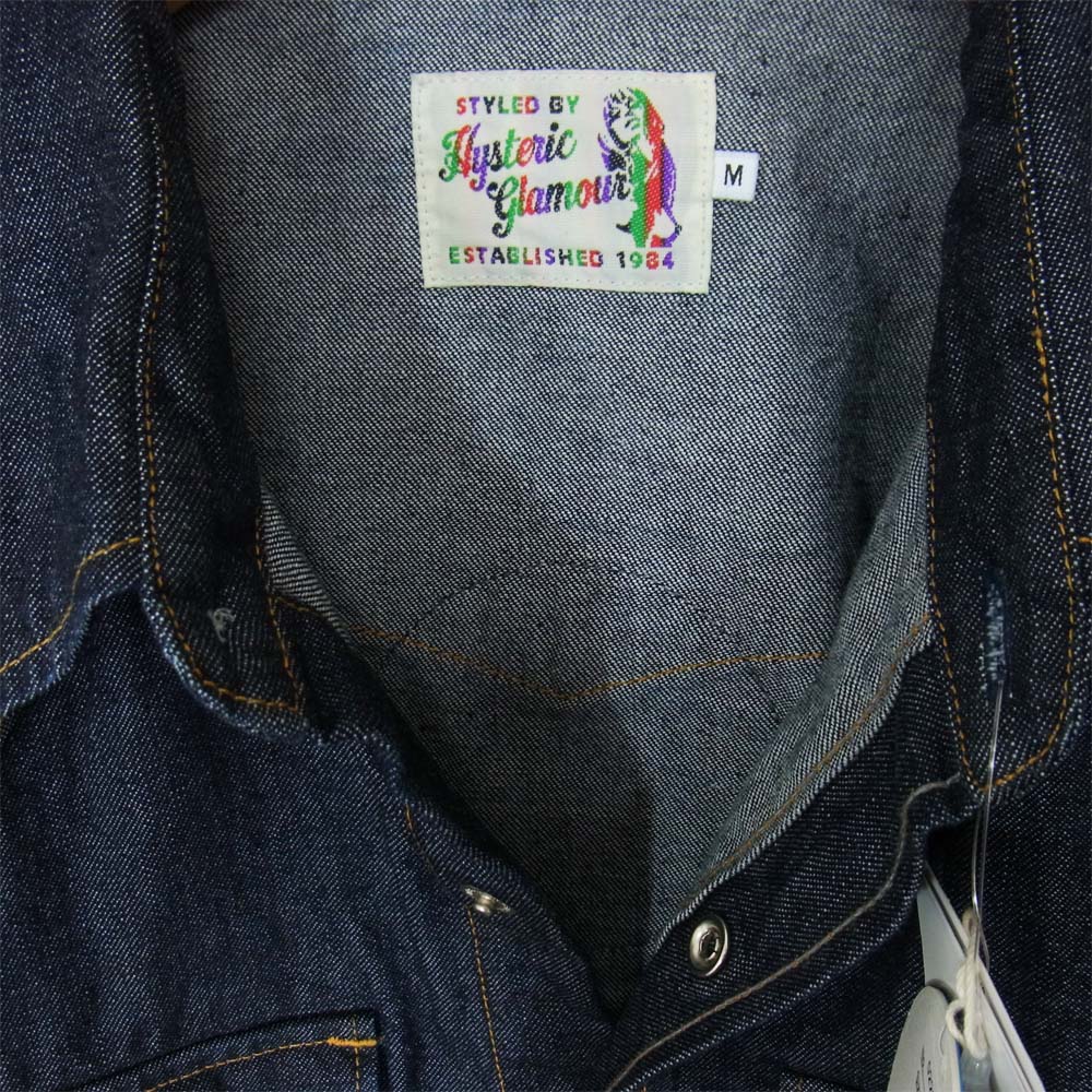 HYSTERIC GLAMOUR ヒステリックグラマー 02203AH09 HYSTERIC刺繍 10oz インディゴ ウエスタン デニム シャツ インディゴブルー系 M【美品】【中古】