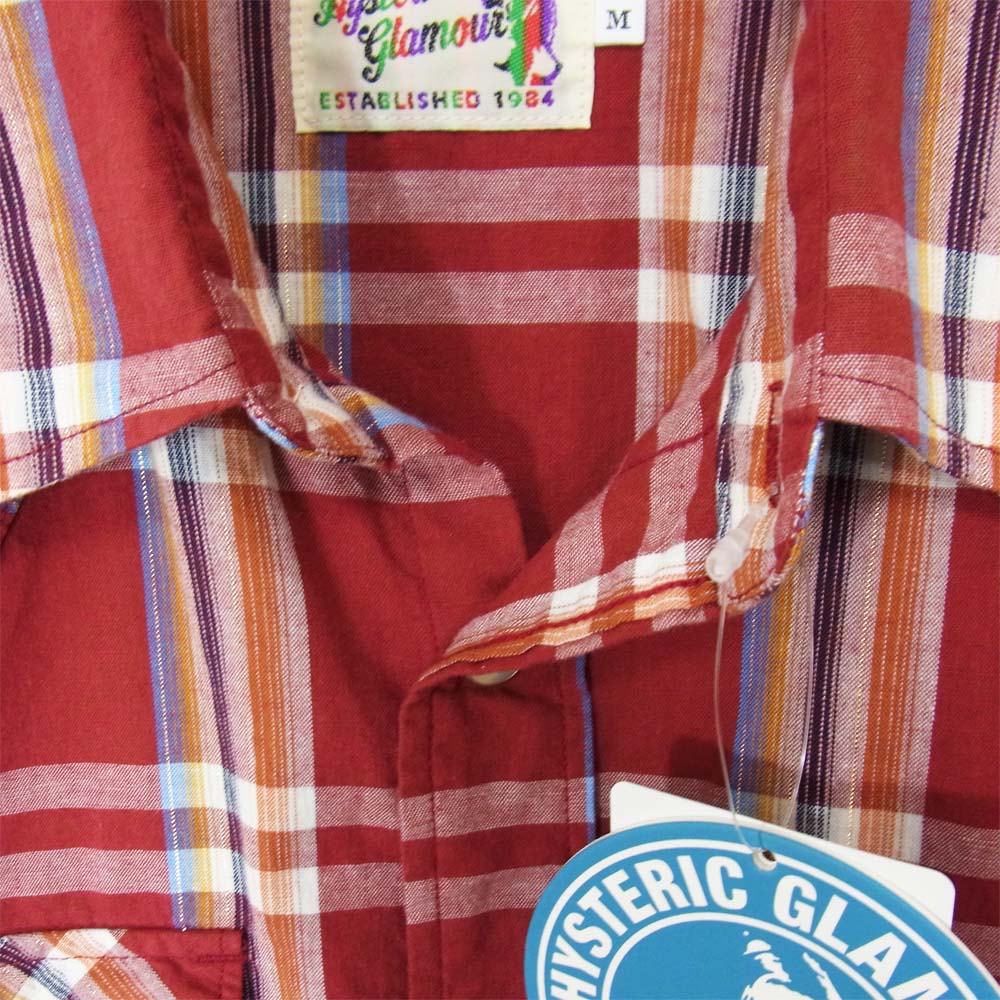 HYSTERIC GLAMOUR ヒステリックグラマー 02203AH03 チェック ウエスタン シャツ レッド系 M【美品】【中古】