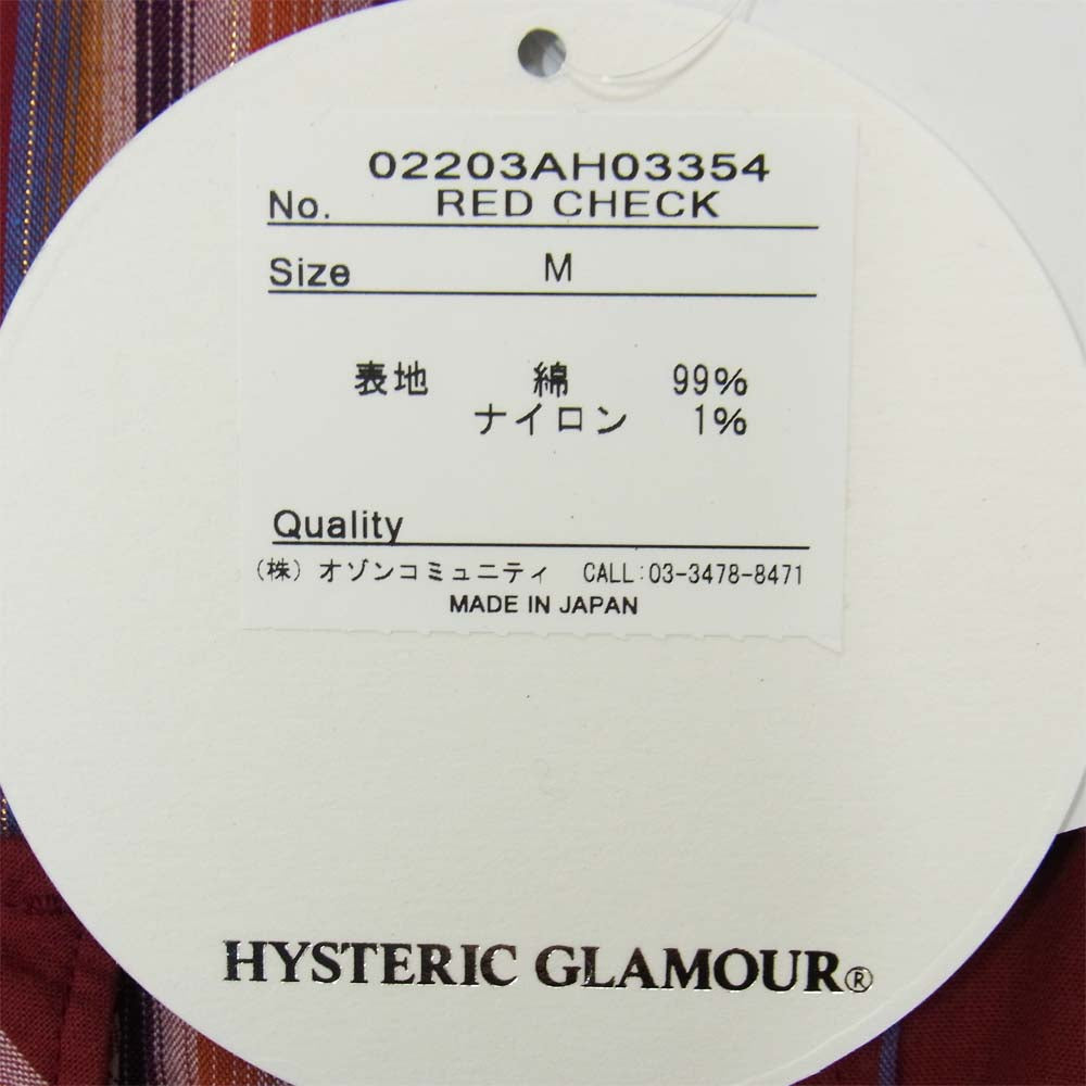 HYSTERIC GLAMOUR ヒステリックグラマー 02203AH03 チェック ウエスタン シャツ レッド系 M【美品】【中古】