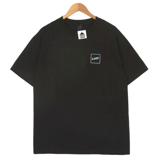 ルックスタジオ ロゴ プリント 半袖 Tシャツ コットン ブラック系 L【新古品】【未使用】【中古】
