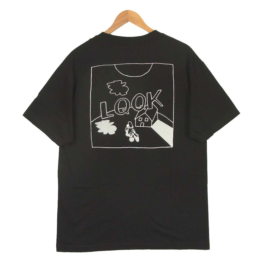 ルックスタジオ ロゴ プリント 半袖 Tシャツ コットン ブラック系 L【新古品】【未使用】【中古】