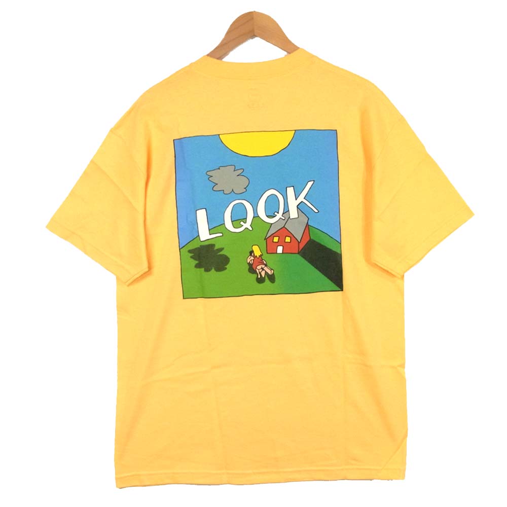 ルックスタジオ ロゴ プリント 半袖 Tシャツ コットン イエロー系 L【新古品】【未使用】【中古】