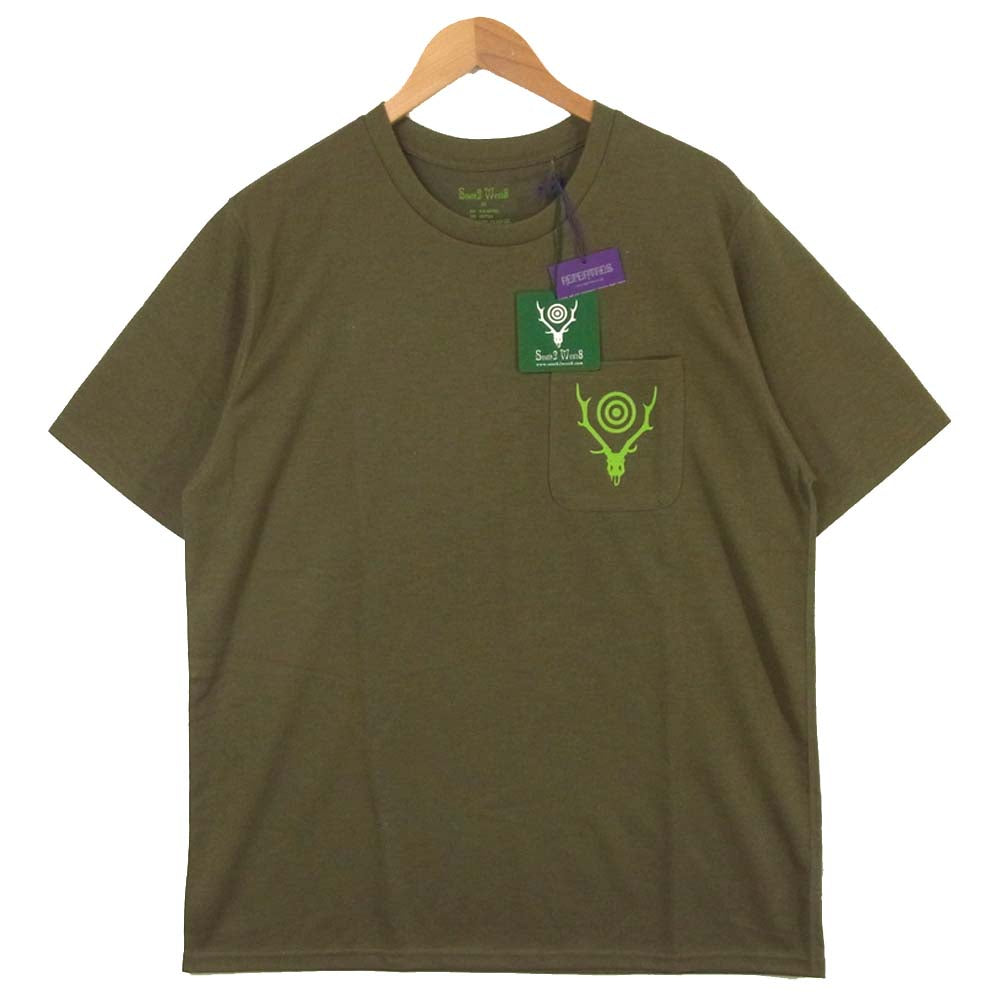 サウスツーウエストエイト S2W8 GL862 ポケット 半袖 Tシャツ カーキ系 M【新古品】【未使用】【中古】