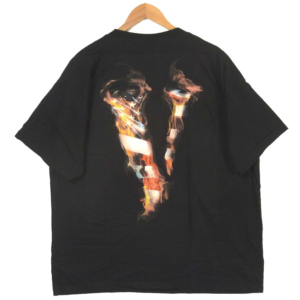 ヴィーローン 独立記念日 ファイヤーパターン LOVE ロゴ 半袖 Tシャツ ブラック系 XL【極上美品】【中古】
