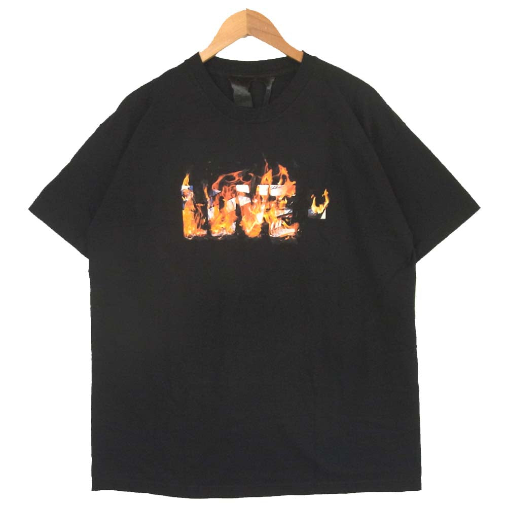 ヴィーローン 独立記念日 ファイヤーパターン LOVE ロゴ 半袖 Tシャツ ブラック系 L【極上美品】【中古】
