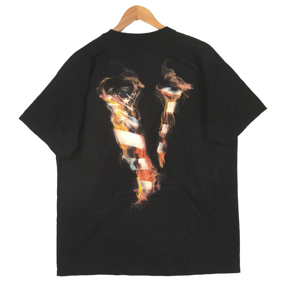 ヴィーローン 独立記念日 ファイヤーパターン LOVE ロゴ 半袖 Tシャツ ブラック系 L【極上美品】【中古】