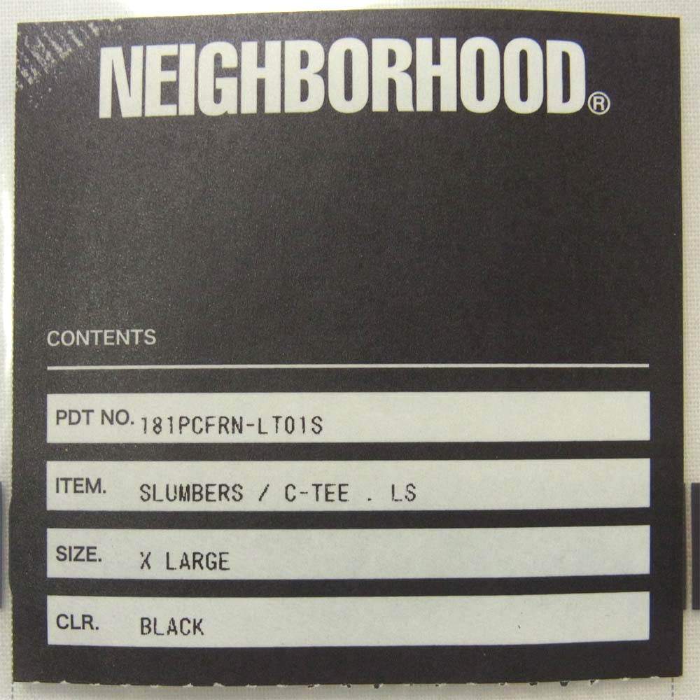 NEIGHBORHOOD ネイバーフッド 18SS 181PCFRN-LT01S fragment design フラグメントデザイン SLUMBERS C-TEE LS スランバーズ Tシャツ ブラック系 XL【新古品】【未使用】【中古】
