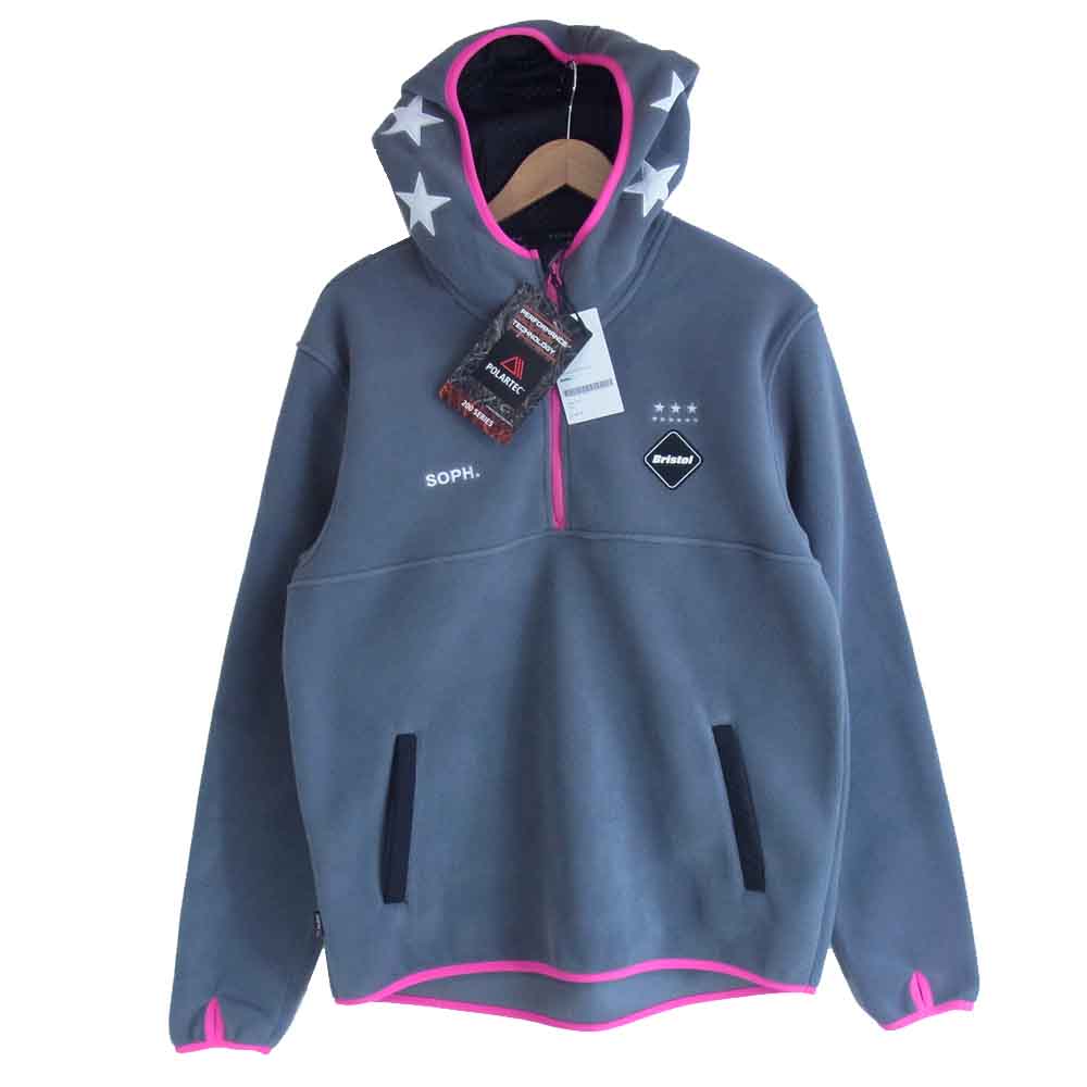 F.C.R.B. エフシーアールビー FCRB-167021 POLARTEC FLEECE HALF ZIP STAR HOODY ポーラテックフリースハーフジップ グレー系 L【新古品】【未使用】【中古】