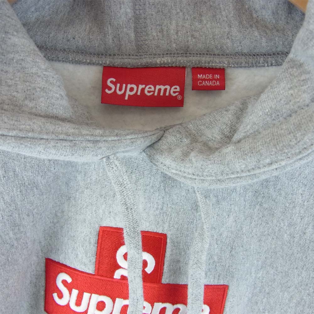 Supreme シュプリーム Cross Box Logo Hooded Sweatshirt クロスボックスロゴ フーデッド スウェット パーカー Heather Grey グレー系 L【新古品】【未使用】【中古】