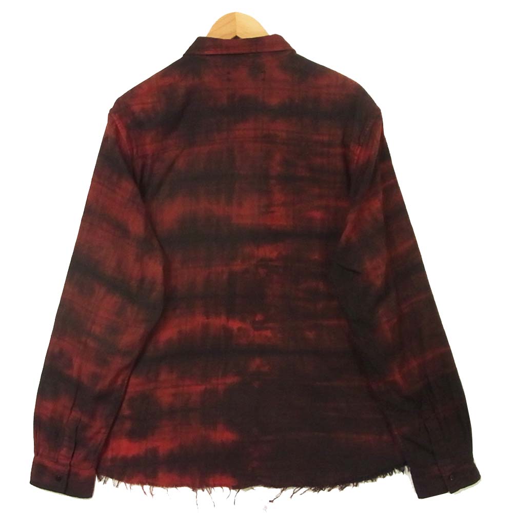 アミリ Ombre Plaids shirt 長袖 シャツ コットン レーヨン アメリカ製 レッド系 XL【中古】