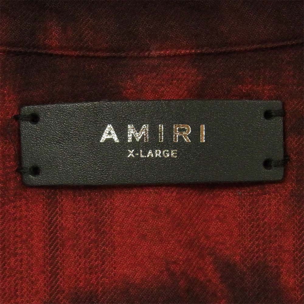 アミリ Ombre Plaids shirt 長袖 シャツ コットン レーヨン アメリカ製 レッド系 XL【中古】