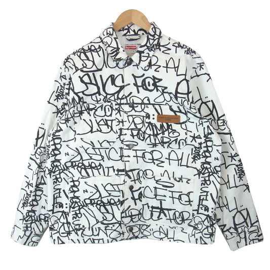 Supreme シュプリーム 18AW × GARCONS ギャルソン シャツ Painted Canvas Chore Coat ペインテッド キャンバス チョア コート ホワイト系 M【中古】