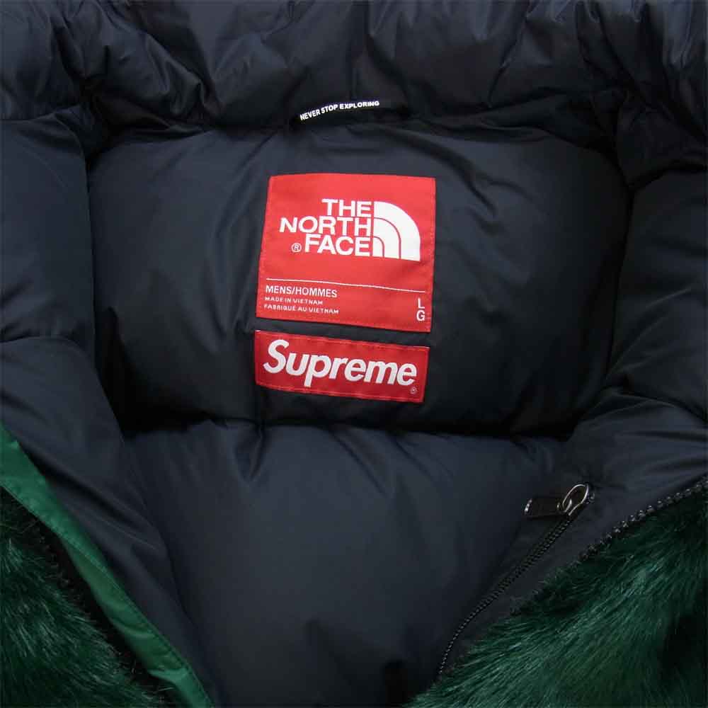 Supreme シュプリーム 20AW ND92001I The North Face ノースフェイス Fur Nuptse Jacket ファー ヌプシ ダウン ジャケット ナイトグリーン USA L【新古品】【未使用】【中古】
