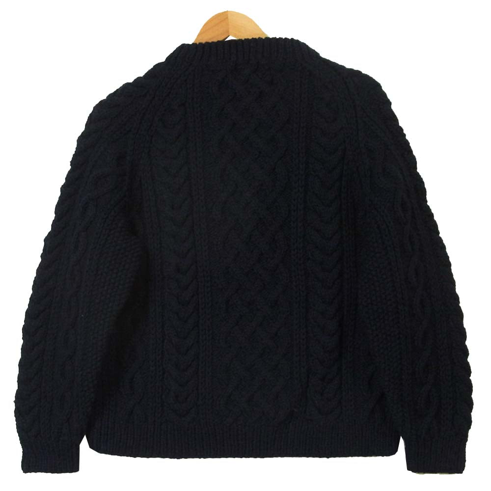 INVERALLAN インバーアラン 茶タグ ケーブル ニット ウール セーター 英国製 ダークネイビー系【中古】
