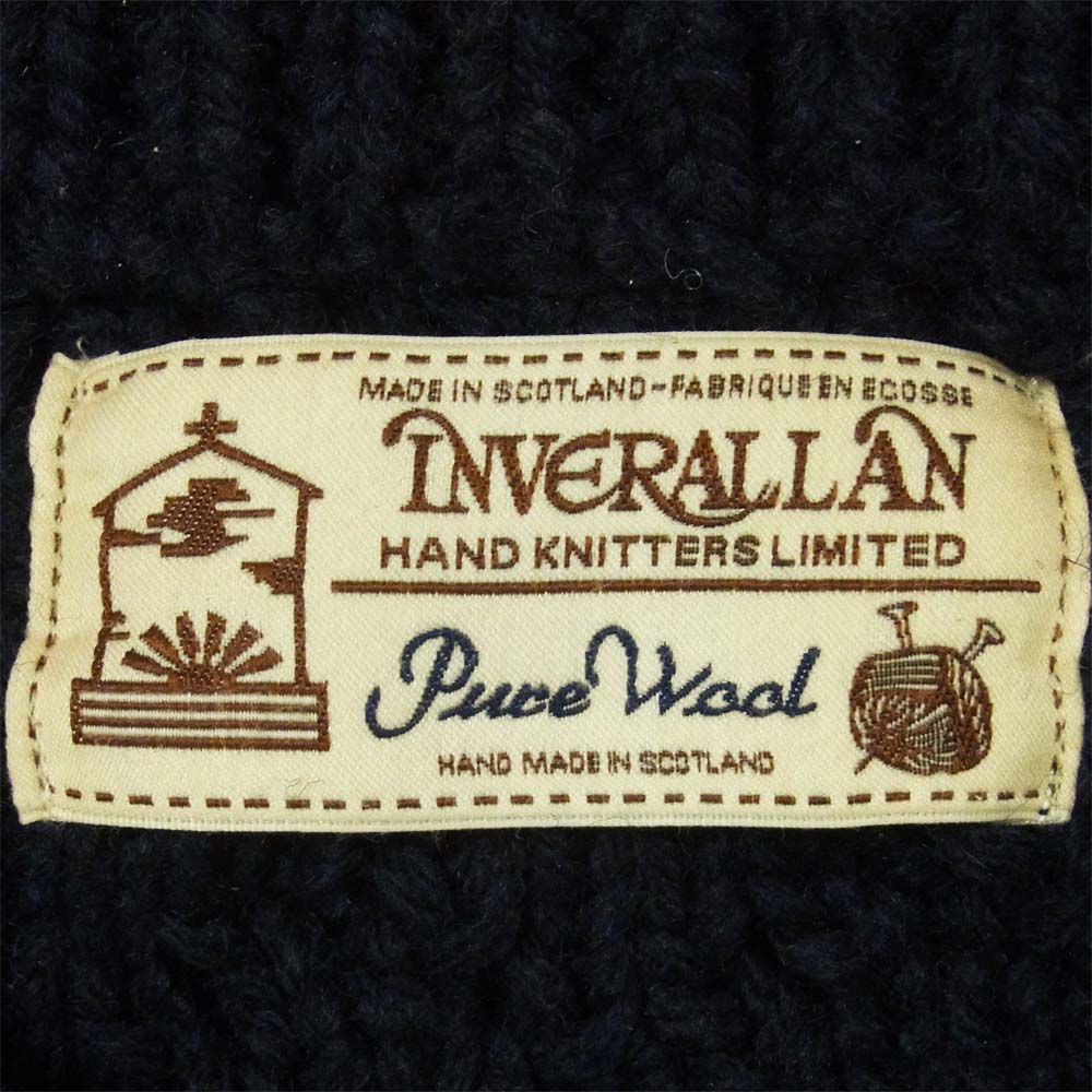 INVERALLAN インバーアラン 茶タグ ケーブル ニット ウール セーター 英国製 ダークネイビー系【中古】