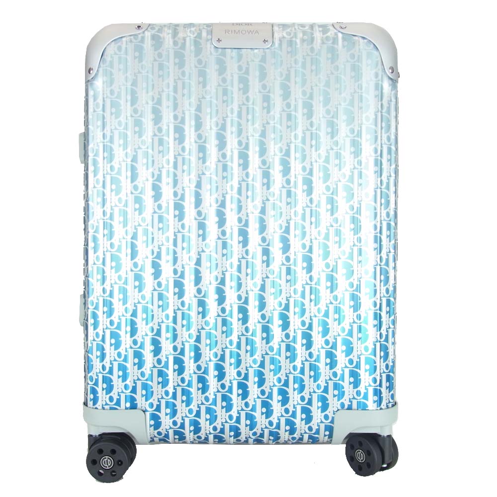 DIOR HOMME ディオールオム × RIMOWA リモワ オブリーク アルミニウム キャリーケース ブルー 35L ライトブルー系 シルバー系【極上美品】【中古】