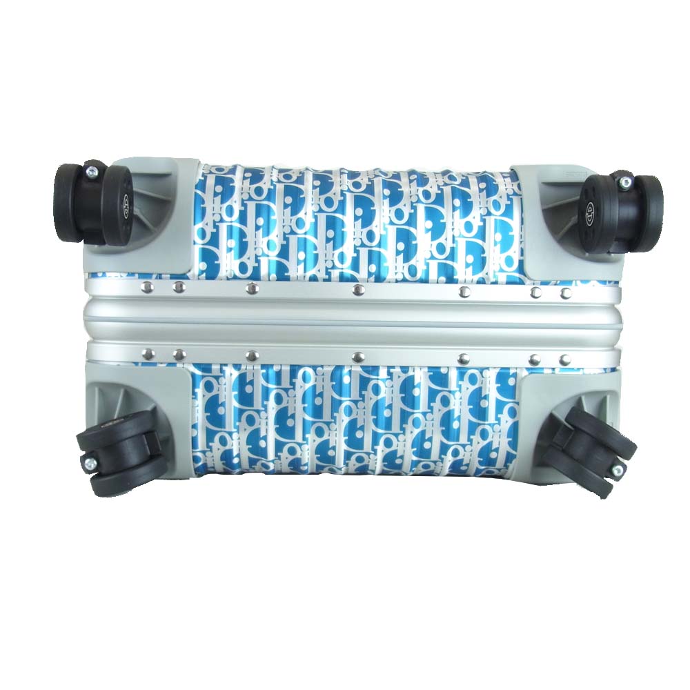 DIOR HOMME ディオールオム × RIMOWA リモワ オブリーク アルミニウム キャリーケース ブルー 35L ライトブルー系 シルバー系【極上美品】【中古】