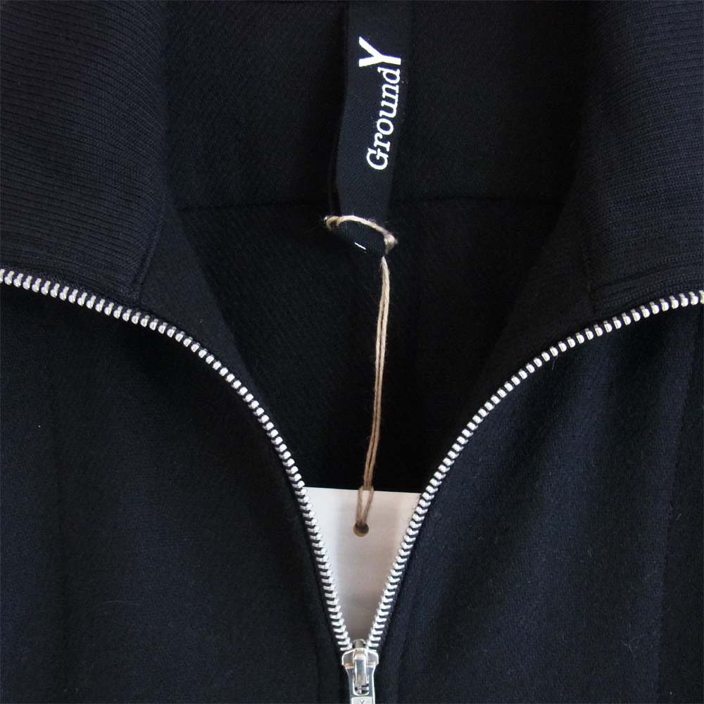 Yohji Yamamoto ヨウジヤマモト GR-B13-102 グラウンドワイ Ground Y Rib long shirt dress ジップ リブ ウール ロング シャツ ブラック系 3【新古品】【未使用】【中古】