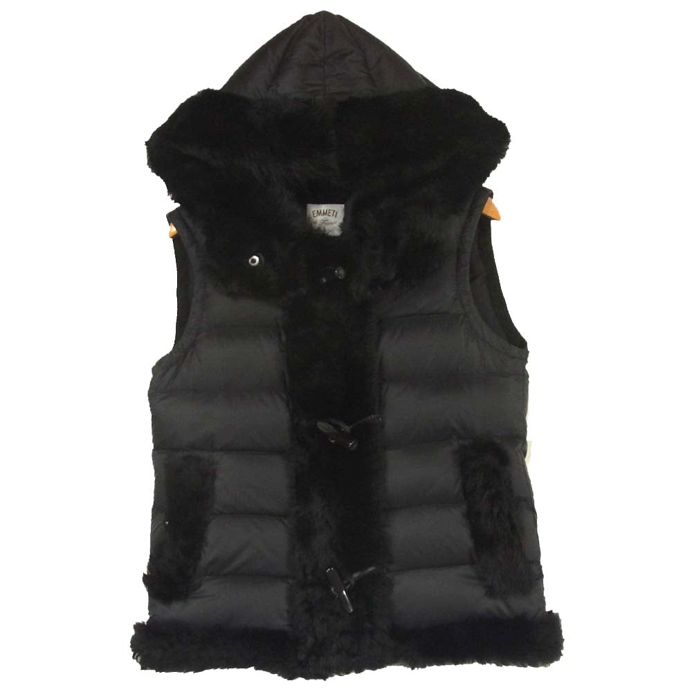 エンメティ 35342030008 国内正規品 ムートン ダウン ベスト ジレ ブラック系 38【美品】【中古】