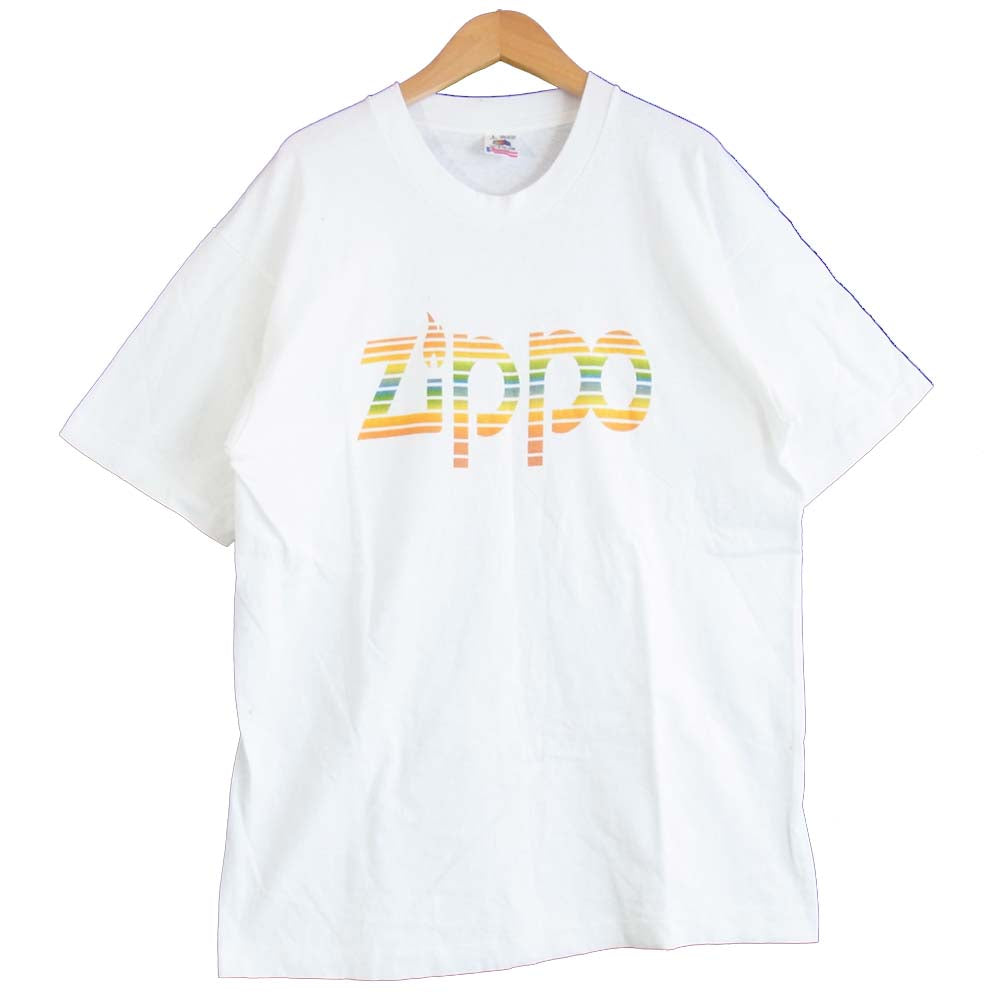 フルーツオブザルーム 80~90s zippo プリント ホワイト系 L【中古】