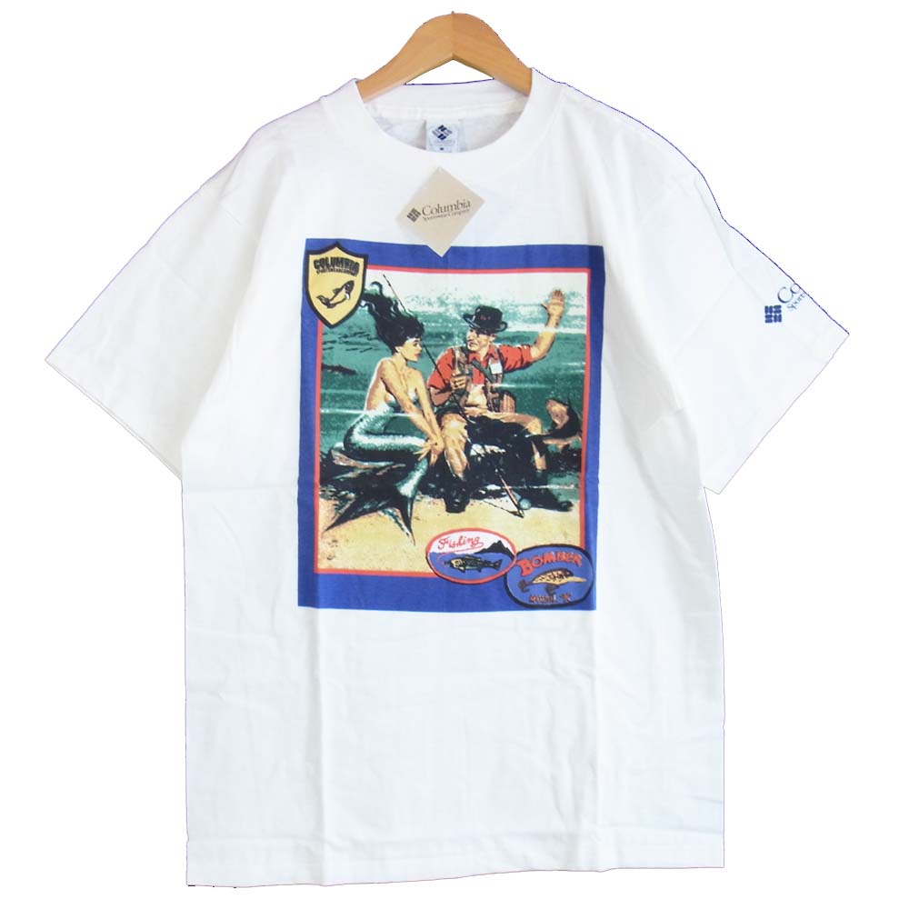 Columbia コロンビア USA製 90s Graphic グラフィック Tシャツ ホワイト系 M【美品】【中古】