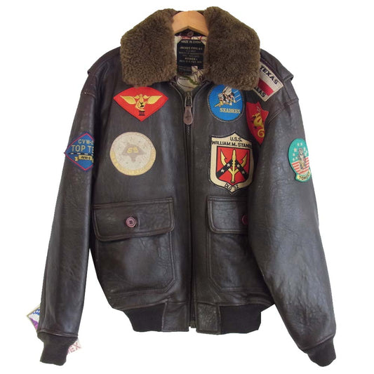 AVIREX アヴィレックス G-1 ジャケット ワッペン 星条旗 ブラウン系 XS【中古】