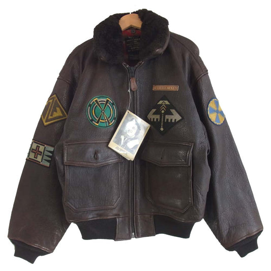 AVIREX アヴィレックス G-1 ジャケット ワッペン インディアン ブランケット ブラウン系 S【中古】