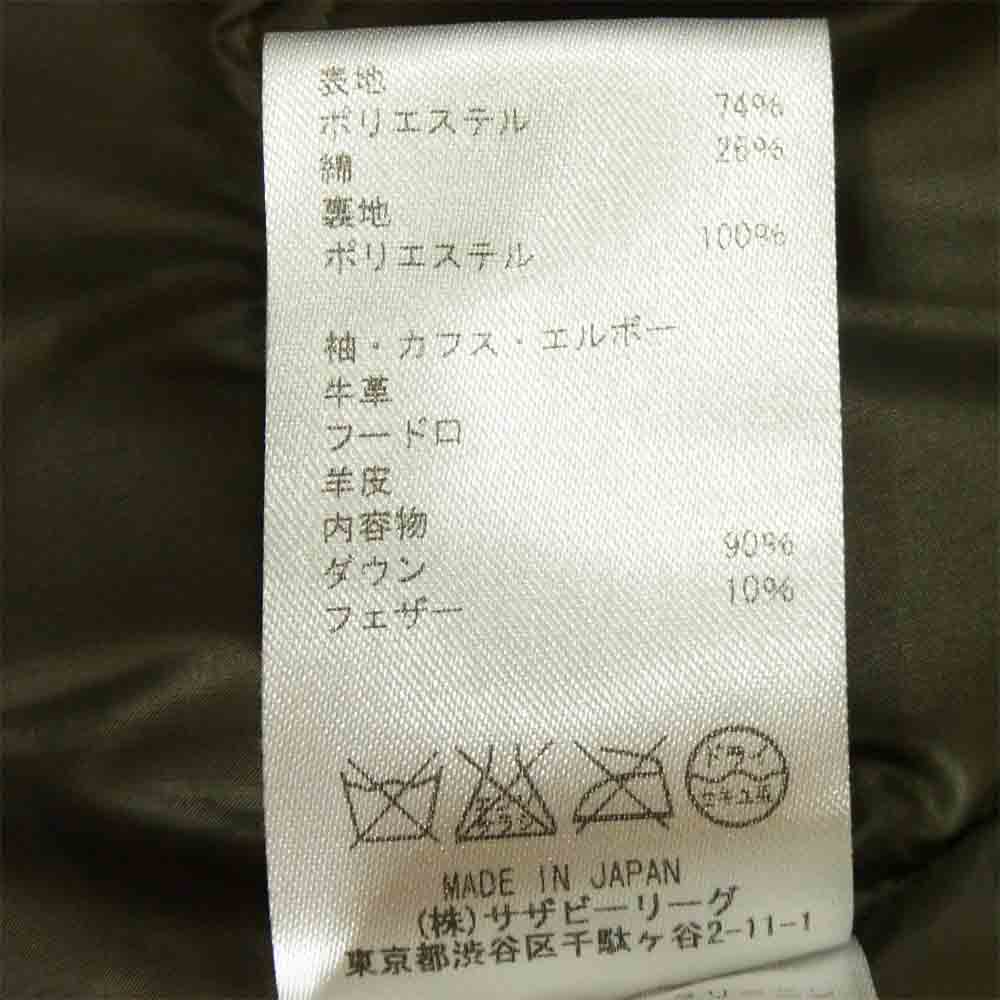 Ron Herman ロンハーマン 022040123 袖レザー コンチョ ダウン ジャケット ブラウン系 グレイッシュグリーン系 S【中古】