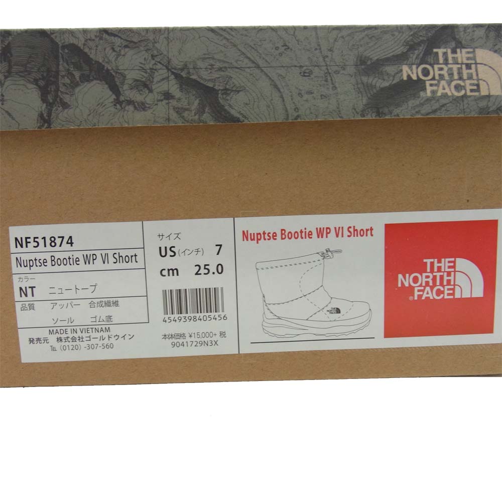 THE NORTH FACE ノースフェイス NF51874 Nuptse Bootie WP VI Short ヌプシ ブーティー ブーツ ニュートープ 25cm【美品】【中古】