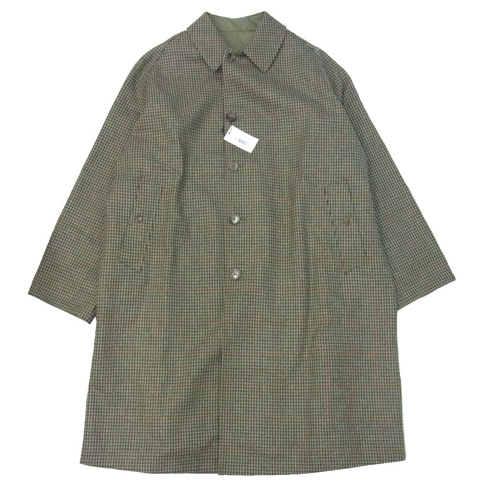 アナトミカ 20AW 530-552-02 SINGLE RAGLAN リバーシブル チェック シングルラグランコート カーキ系 52【新古品】【未使用】【中古】