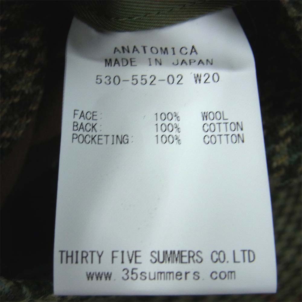 アナトミカ 20AW 530-552-02 SINGLE RAGLAN リバーシブル チェック シングルラグランコート カーキ系 52【新古品】【未使用】【中古】