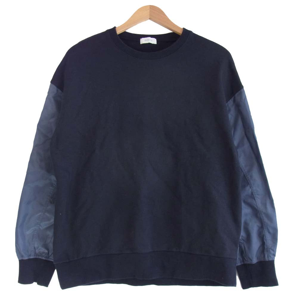 アンルート 20aw スウェット ナイロン切替 プルオーバー  ネイビー系 2【中古】