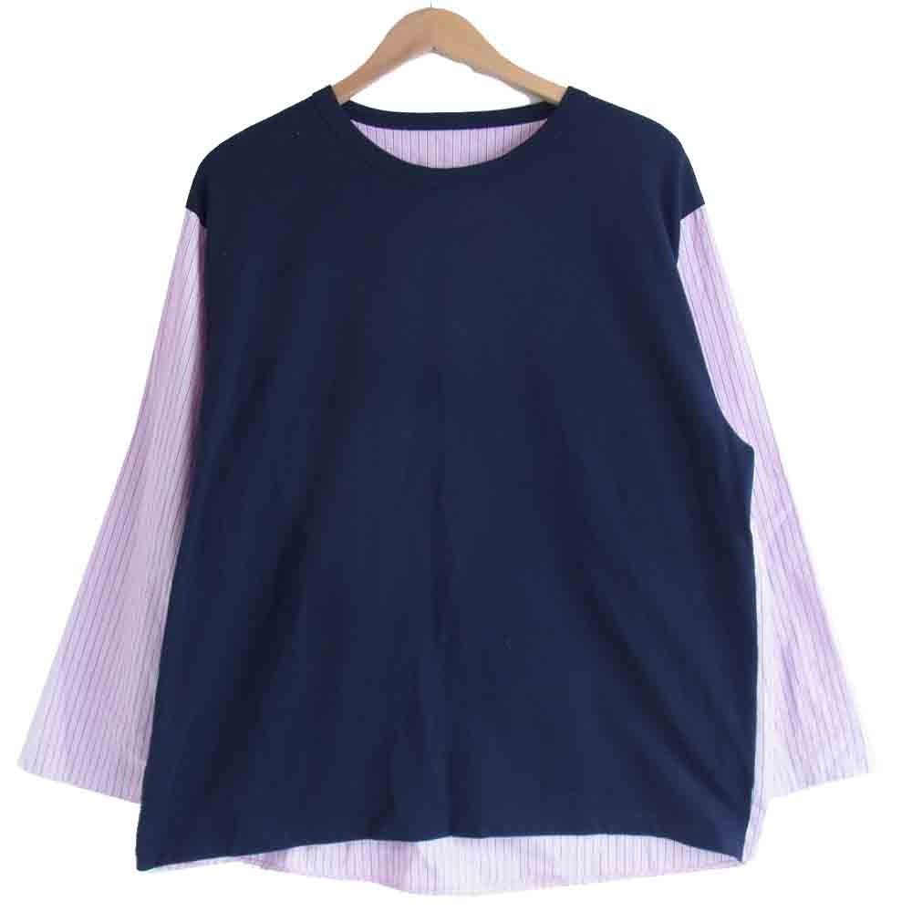 SOPHNET. ソフネット 切替 ストライプ ネイビー×ピンク L【中古】