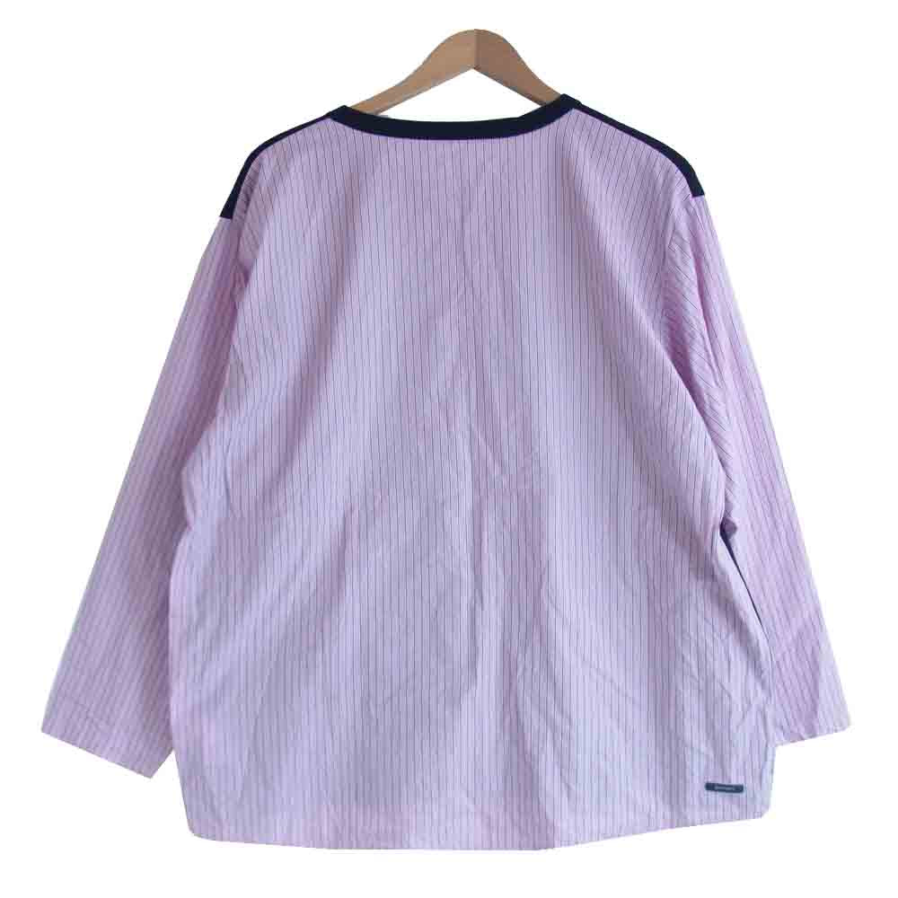 SOPHNET. ソフネット 切替 ストライプ ネイビー×ピンク L【中古】