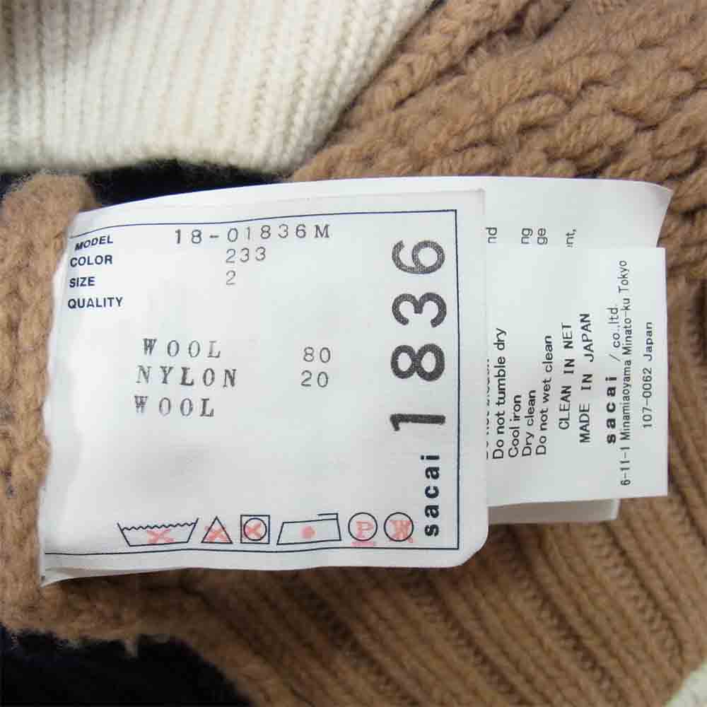 Sacai サカイ 18aw アシンメトリー ニット ライダース マルチカラー系 2【中古】
