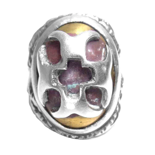 ALEX STREETER アレックスストリーター ブロンズストーン クルセイダー クロス リング シルバー系 16号程度【中古】