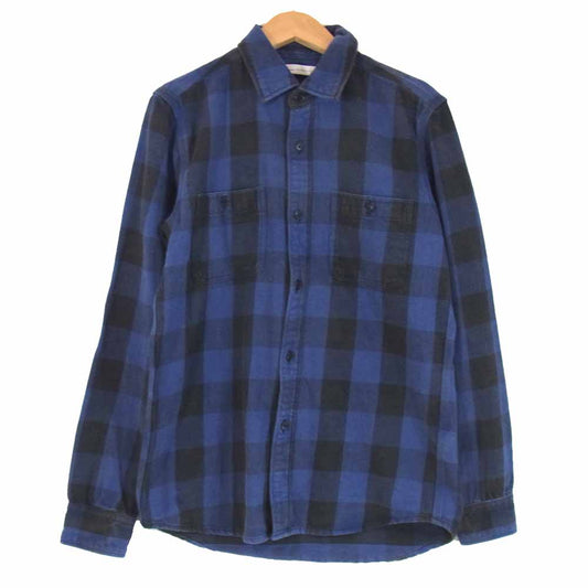 Ron Herman ロンハーマン 612070040-1071 ブロック チェック ネルシャツ 黒×青 S【中古】