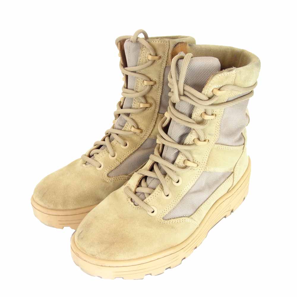 イージー KM3605  SEASON4 NYLON AND THICK SUEDE COMBAT BOOT レースアップ スエード コンバットブーツ ベージュ系 40【美品】【中古】