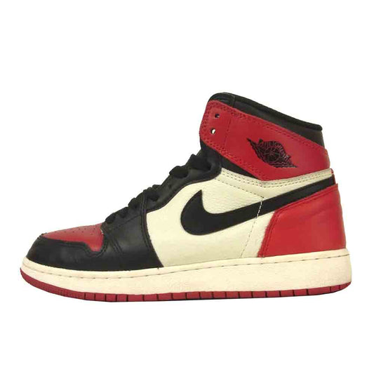 NIKE AIR JORDAN ナイキ ジョーダン 575441-610 1 RETRO HIGH OG BG BRED TOE ワン レトロ ハイ ブレッドトゥ スニーカー ブラック系 レッド系 25cm【中古】
