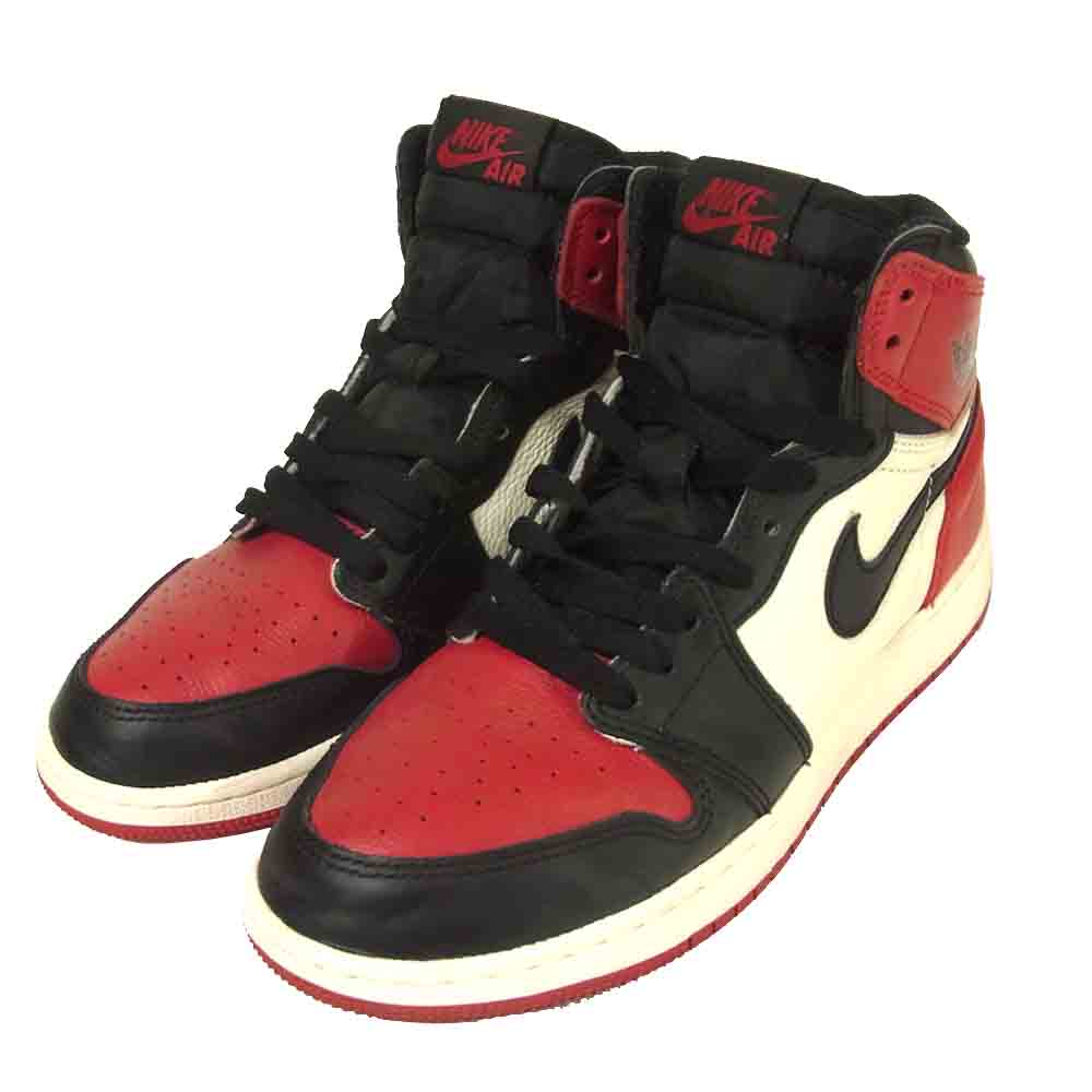 NIKE AIR JORDAN ナイキ ジョーダン 575441-610 1 RETRO HIGH OG BG BRED TOE ワン レトロ ハイ ブレッドトゥ スニーカー ブラック系 レッド系 25cm【中古】